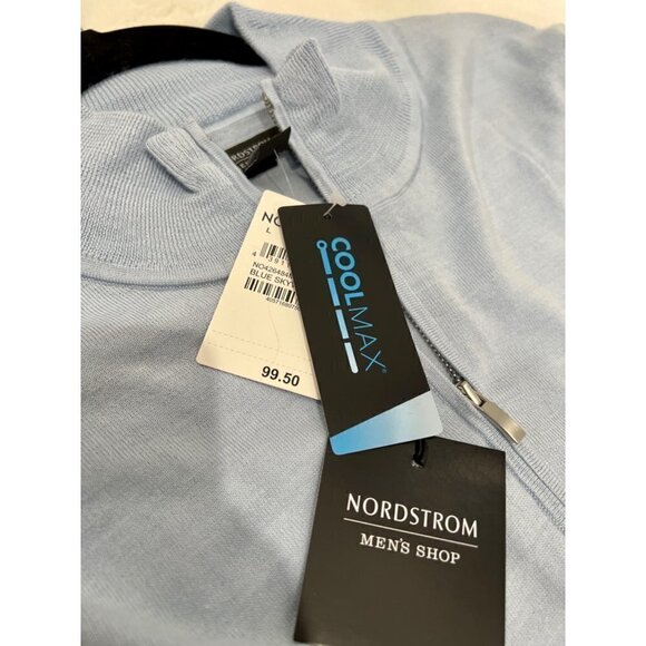 NWT NORDSTROM Men's Shop Tech-Smart CoolMax® 1/4 Zip Sweater Blue Skyway $99.50 - Picture 7 of 13